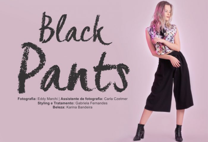 Editorial de moda com inúmeras calças pretas