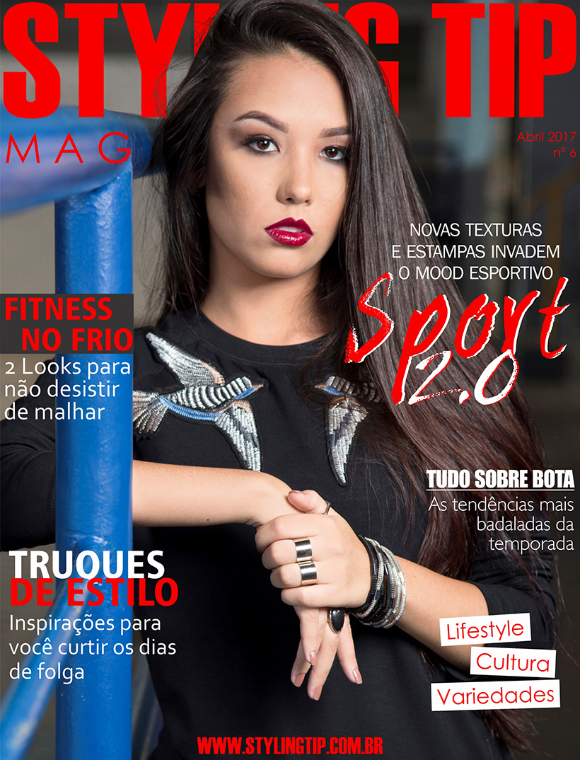 Capa da Magazine digital do STYLING TIP do mês de ABRIL DE 2017 tendência sport chic
