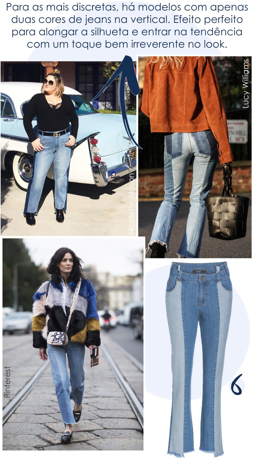 jeans com duas cores na vertical